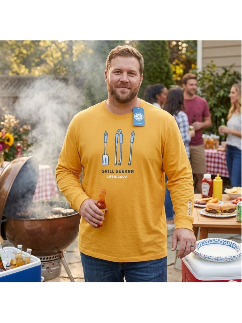 New Life Is Good Grill Seeker Crusher Mens XXL Long Sleeve T-Shirt